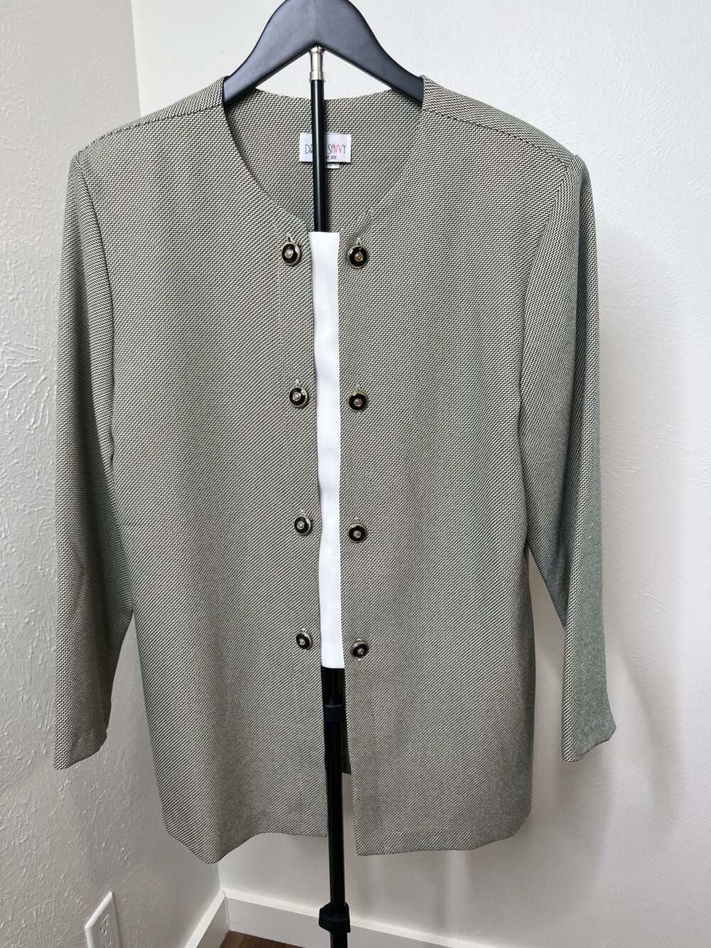 Dress Savvy New York Vintage Black and White Houndstooth Career Blazer Jacket Si